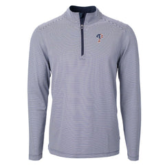 Philadelphia Phillies Cutter & Buck Americana Logo Virtue Eco Pique Stripe Recycled Quarter-Zip Pullover Top Navy