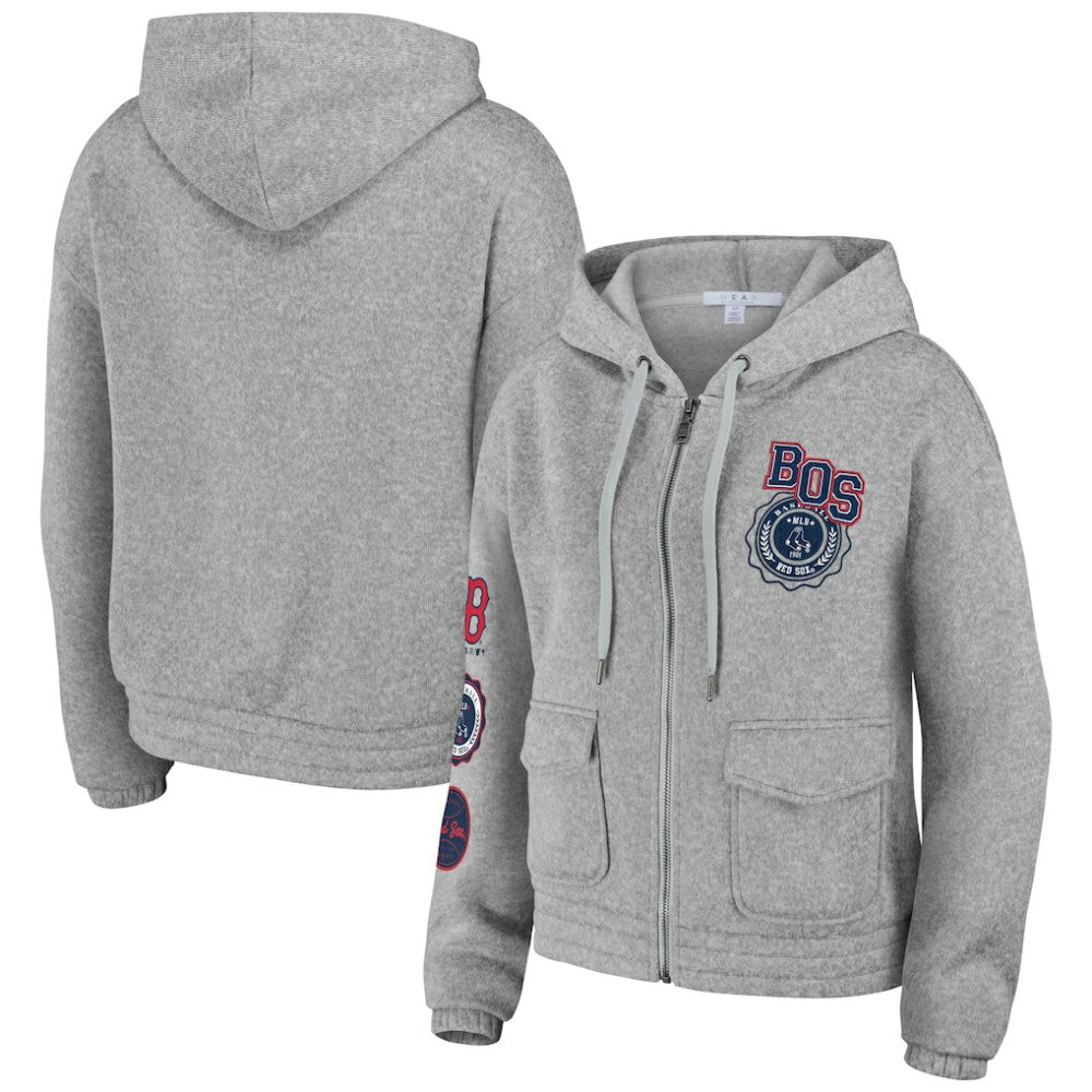 Boston Red Sox WEAR by Erin Andrews Women's Full-Zip Hoodie Gray