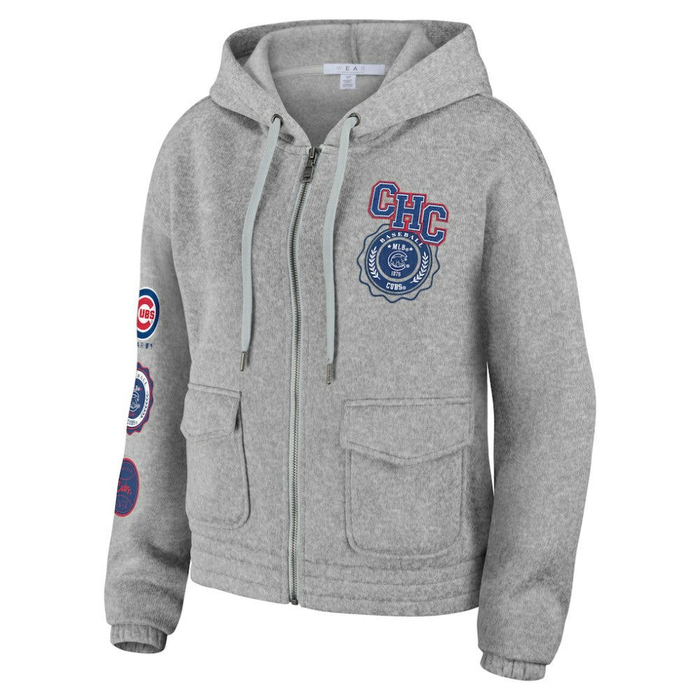 Chicago Cubs WEAR by Erin Andrews Women's Full-Zip Hoodie Gray