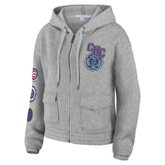 Chicago Cubs WEAR by Erin Andrews Women's Full-Zip Hoodie Gray