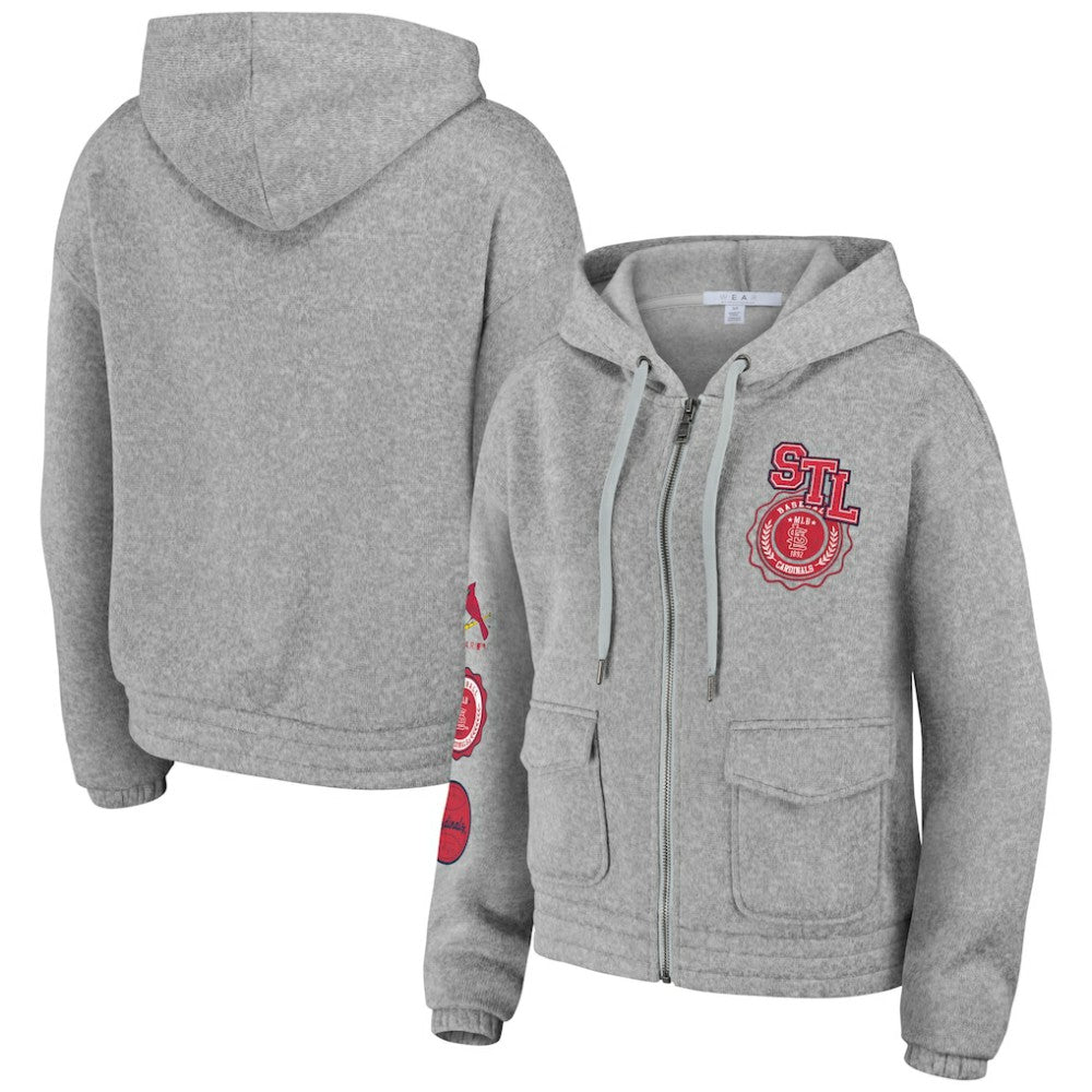 St. Louis Cardinals WEAR by Erin Andrews Women's Full-Zip Hoodie Gray