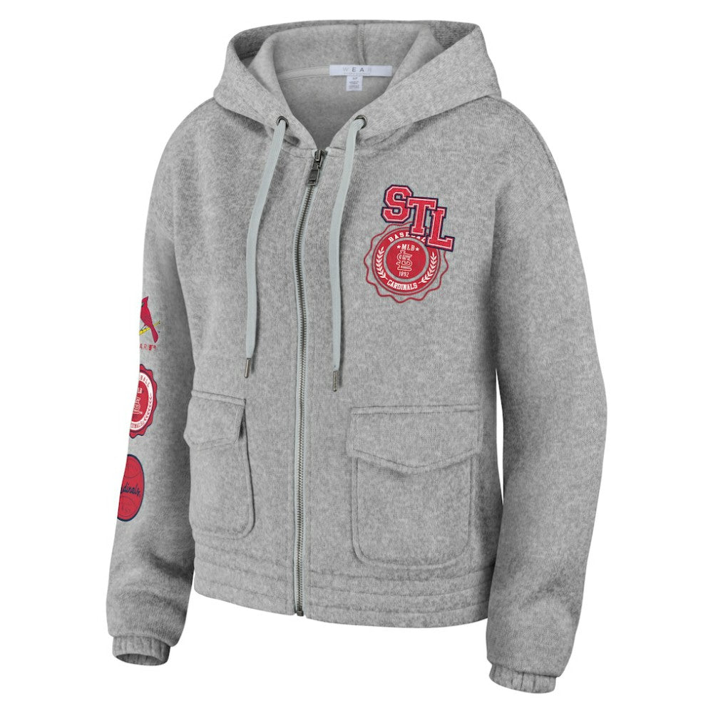 St. Louis Cardinals WEAR by Erin Andrews Women's Full-Zip Hoodie Gray