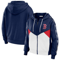 Boston Red Sox WEAR by Erin Andrews Women's  Color Block Full-Zip Hoodie Navy/White