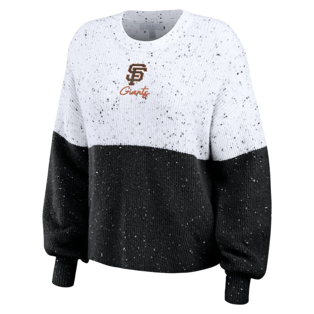 San Francisco Giants WEAR by Erin Andrews Women's Color Block Script Pullover Sweater White/Black