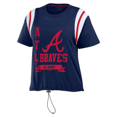 Atlanta Braves WEAR by Erin Andrews Women's Cinched Colorblock T-Shirt Navy