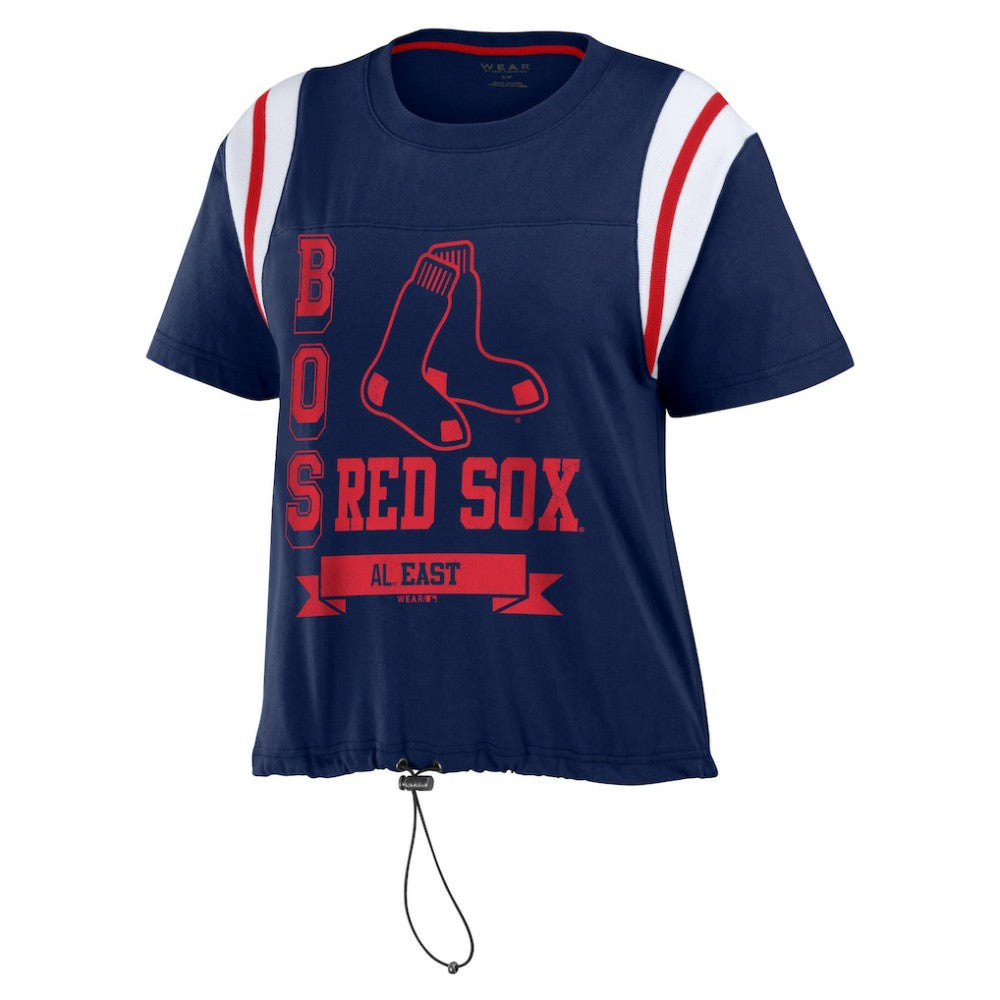 Boston Red Sox WEAR by Erin Andrews Women's Cinched Colorblock T-Shirt Navy