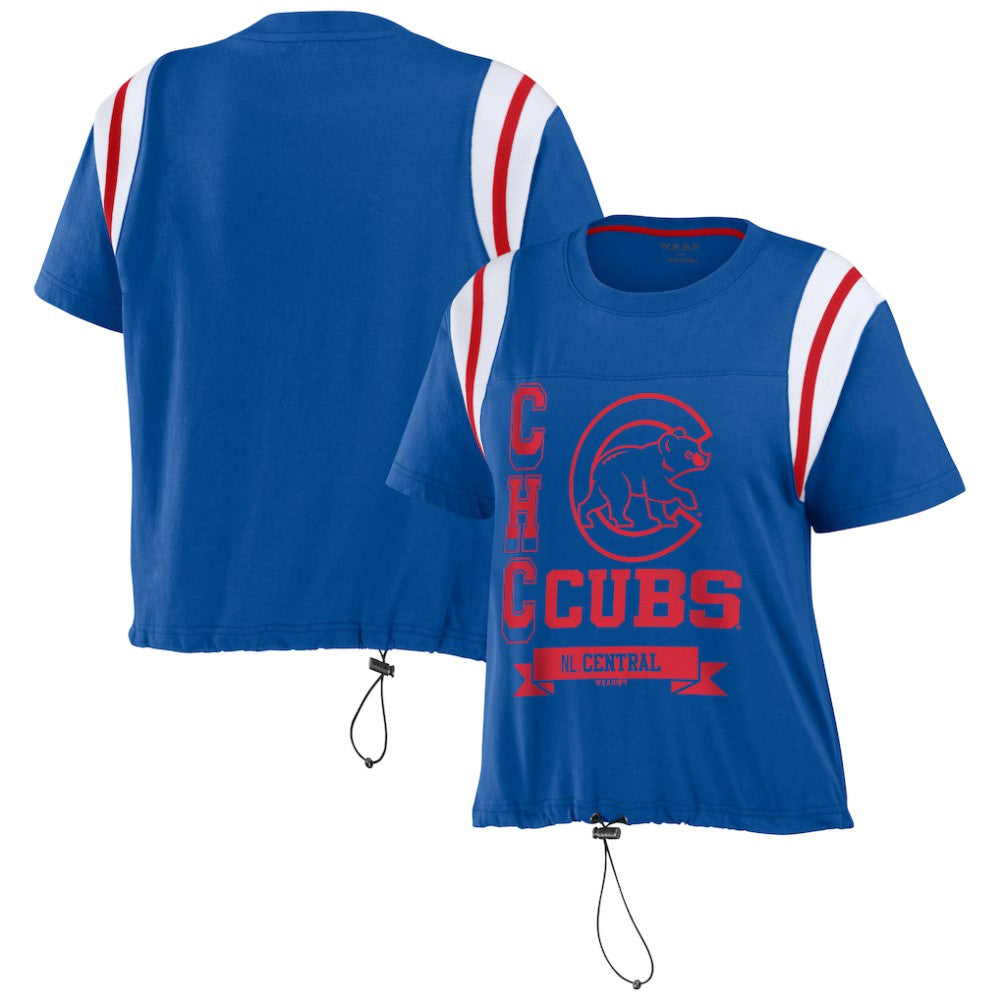 Chicago Cubs WEAR by Erin Andrews Women's Cinched Colorblock T-Shirt Royal