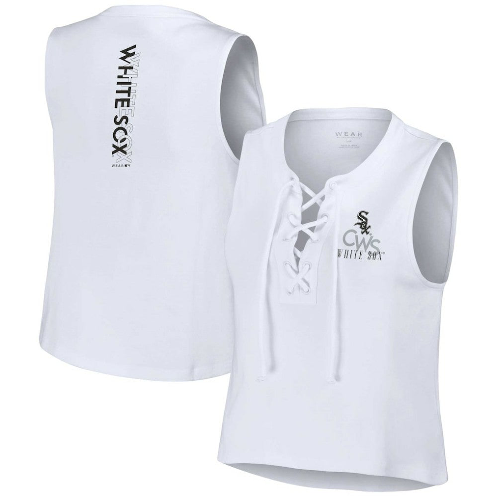 Chicago White Sox WEAR by Erin Andrews Women's Lace-Up Tank Top White