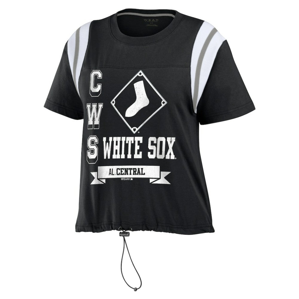 Chicago White Sox WEAR by Erin Andrews Women's Cinched Colorblock T-Shirt Black