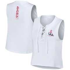 Los Angeles Angels WEAR by Erin Andrews Women's Lace-Up Tank Top White