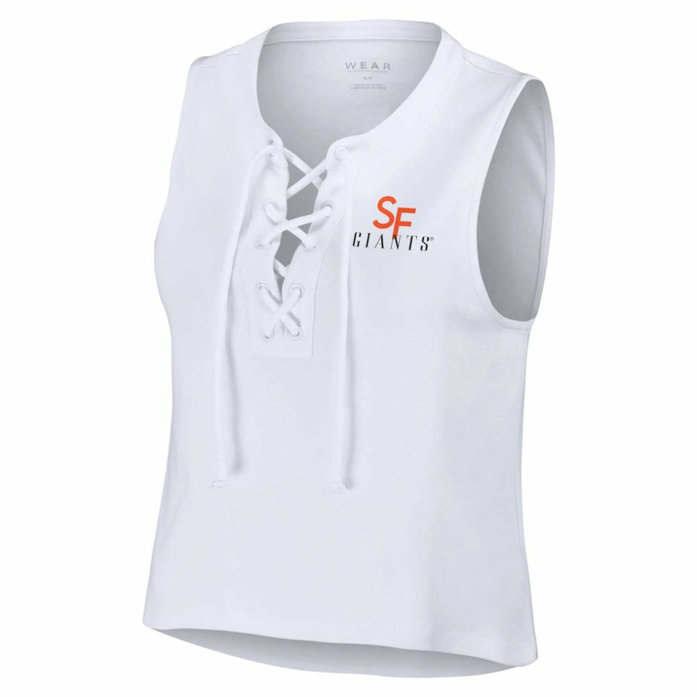 San Francisco Giants WEAR by Erin Andrews Women's Lace-Up Tank Top White