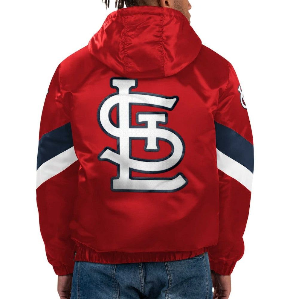 St. Louis Cardinals Starter Force Play II Half-Zip Hooded Jacket Red