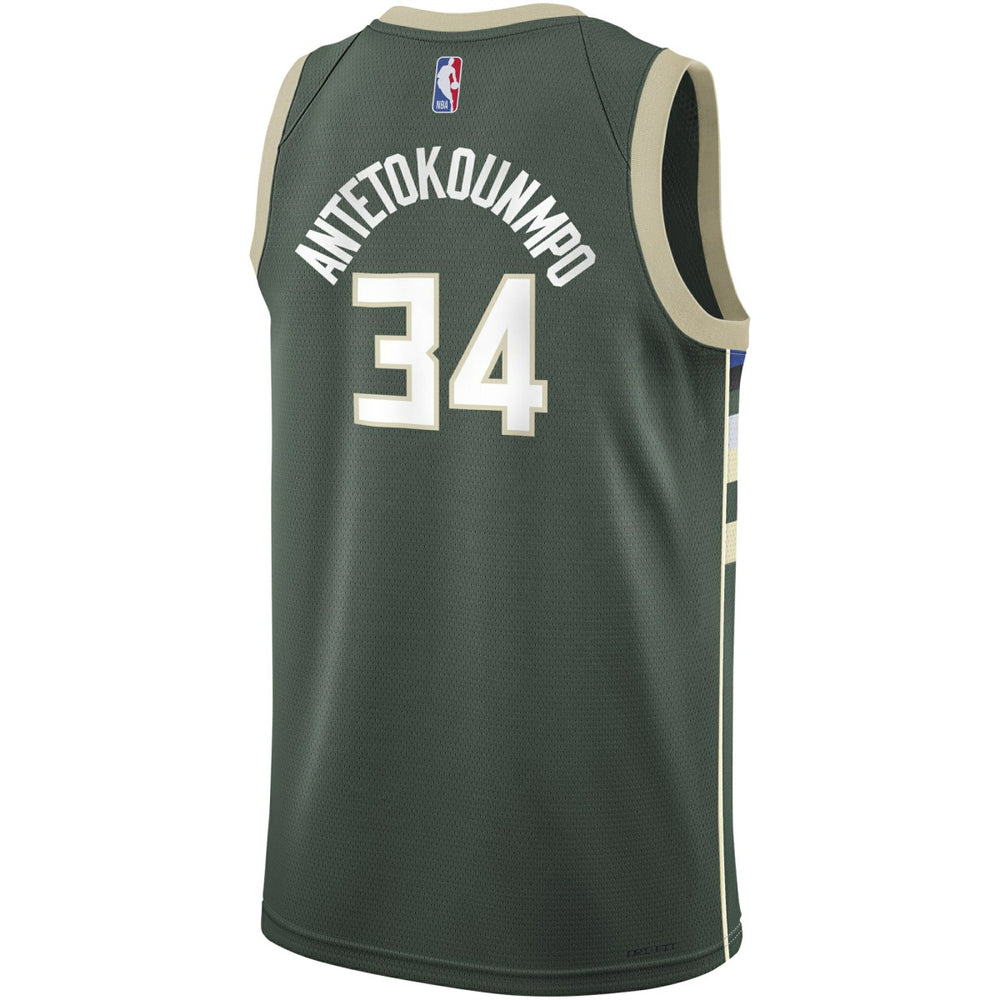 Giannis Antetokounmpo Milwaukee Bucks Youth Swingman Jersey - Icon Edition - Hunter Green