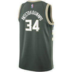 Giannis Antetokounmpo Milwaukee Bucks Youth Swingman Jersey - Icon Edition - Hunter Green