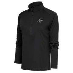 Atlanta Braves Antigua Women's Brushed Metallic Tribute Half-Zip Pullover Top Gray