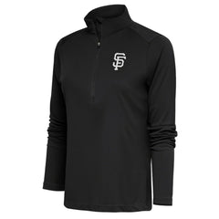 San Francisco Giants Antigua Women's Brushed Metallic Tribute Half-Zip Pullover Top Gray