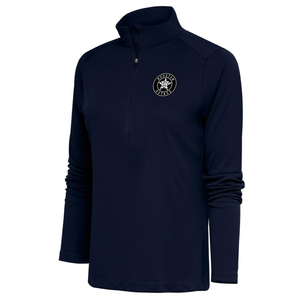 Houston Astros Antigua Women's Brushed Metallic Tribute Half-Zip Pullover Top Navy