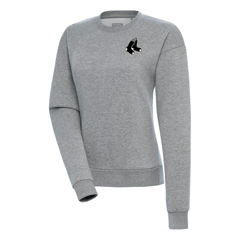 Boston Red Sox Antigua Women's Brushed Metallic Victory Pullover Sweatshirt Heather Gray