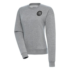 Chicago Cubs Antigua Women's Brushed Metallic Victory Pullover Sweatshirt Heather Gray