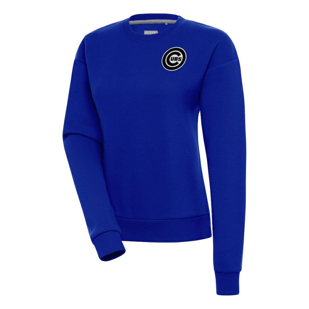 Chicago Cubs Antigua Women's Brushed Metallic Victory Pullover Sweatshirt Royal