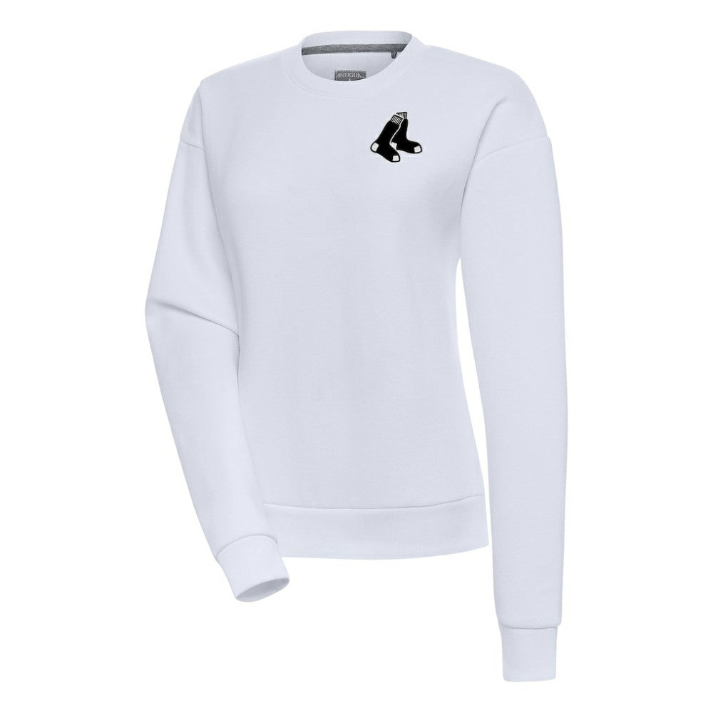 Boston Red Sox Antigua Women's Brushed Metallic Victory Pullover Sweatshirt White