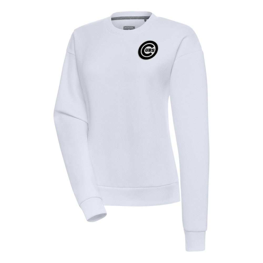 Chicago Cubs Antigua Women's Brushed Metallic Victory Pullover Sweatshirt White