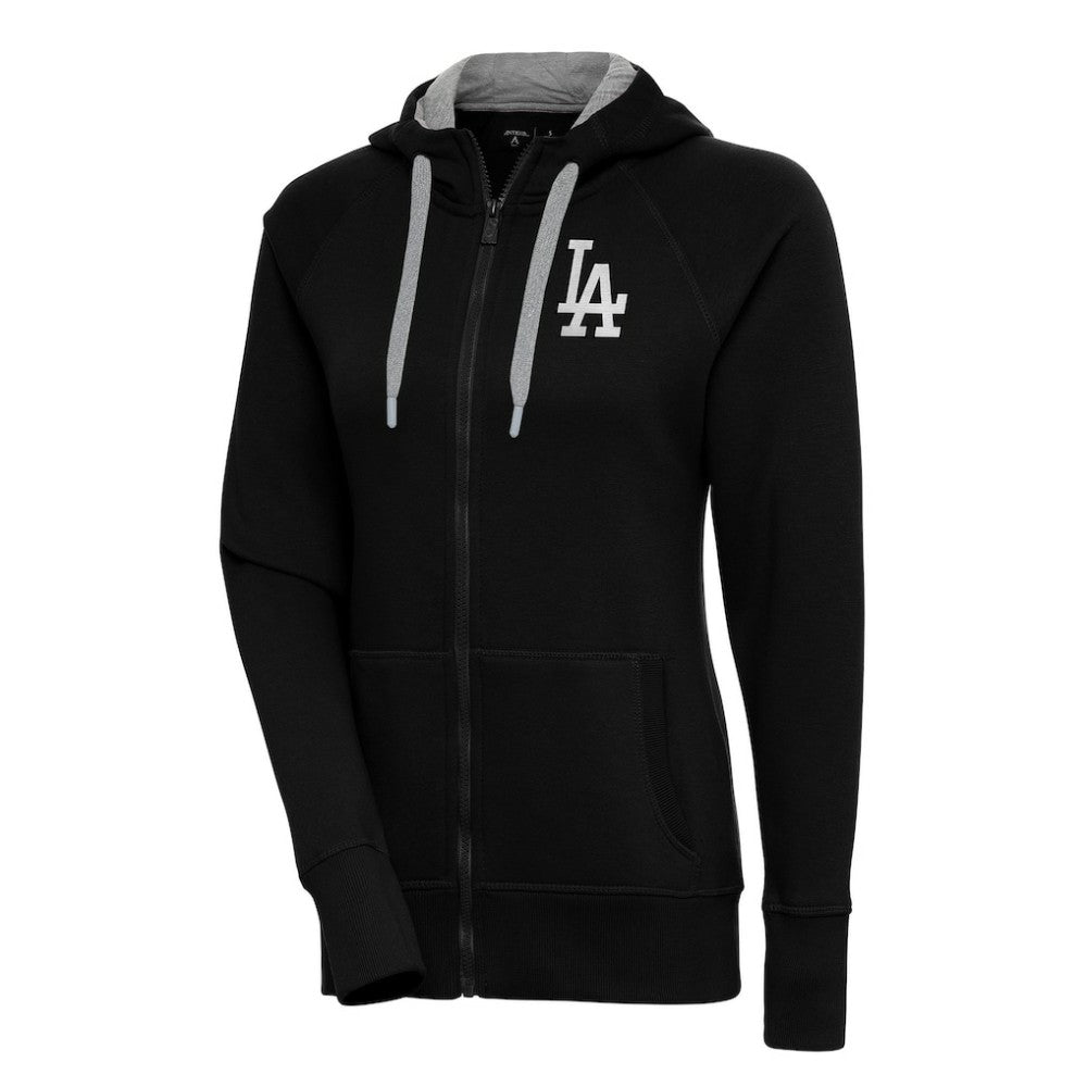 Los Angeles Dodgers Antigua Women's Brushed Metallic Victory Full-Zip Hoodie Black