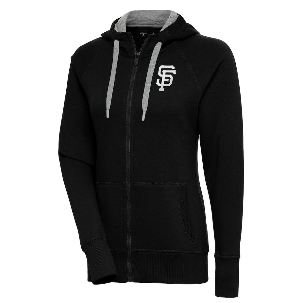 San Francisco Giants Antigua Women's Brushed Metallic Victory Full-Zip Hoodie Black