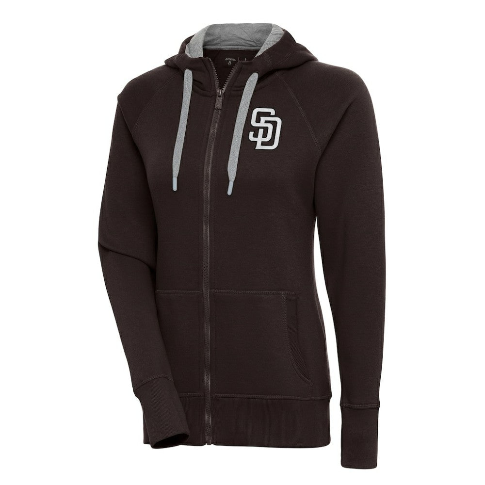 San Diego Padres Antigua Women's Brushed Metallic Victory Full-Zip Hoodie Brown
