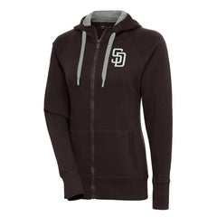 San Diego Padres Antigua Women's Brushed Metallic Victory Full-Zip Hoodie Brown