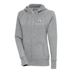 Los Angeles Dodgers Antigua Women's Brushed Metallic Victory Full-Zip Hoodie Heather Gray