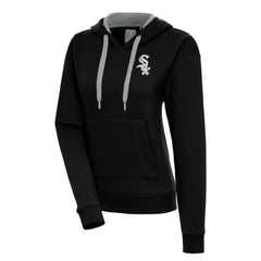Chicago White Sox Antigua Women's Brushed Metallic Victory Pullover Hoodie Black