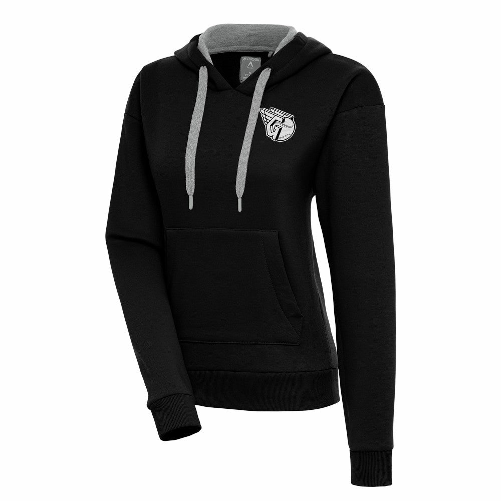 Cleveland Guardians Antigua Women's Brushed Metallic Victory Pullover Hoodie Black