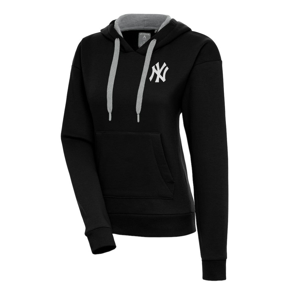 New York Yankees Antigua Women's Brushed Metallic Victory Pullover Hoodie Black