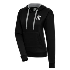 New York Yankees Antigua Women's Brushed Metallic Victory Pullover Hoodie Black