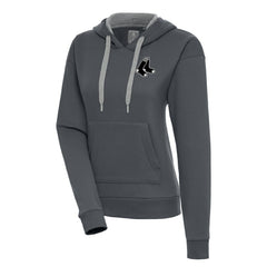 Boston Red Sox Antigua Women's Brushed Metallic Victory Pullover Hoodie Charcoal
