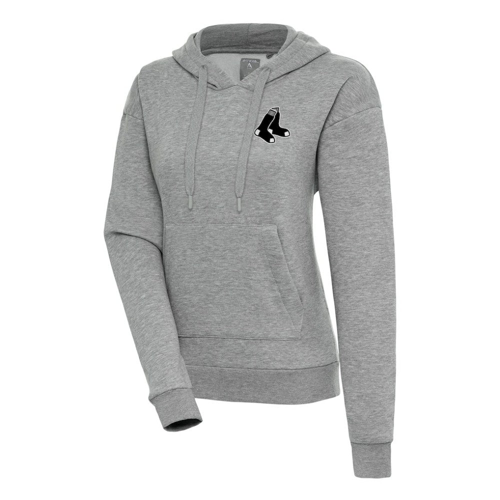 Boston Red Sox Antigua Women's Brushed Metallic Victory Pullover Hoodie Heather Gray