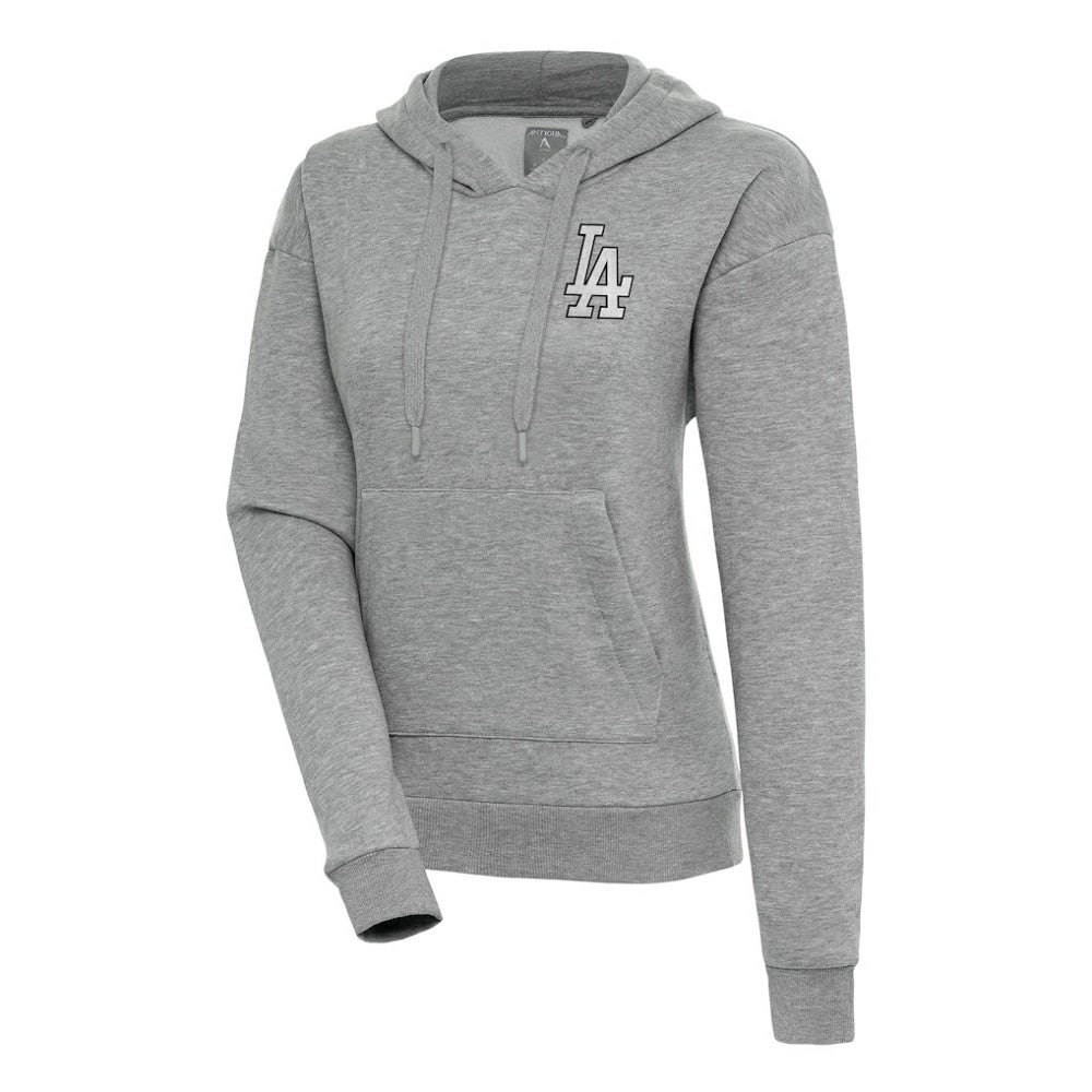 Los Angeles Dodgers Antigua Women's Brushed Metallic Victory Pullover Hoodie Heather Gray
