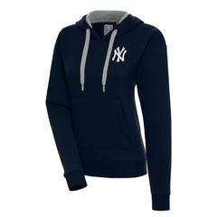New York Yankees Antigua Women's Brushed Metallic Victory Pullover Hoodie Navy