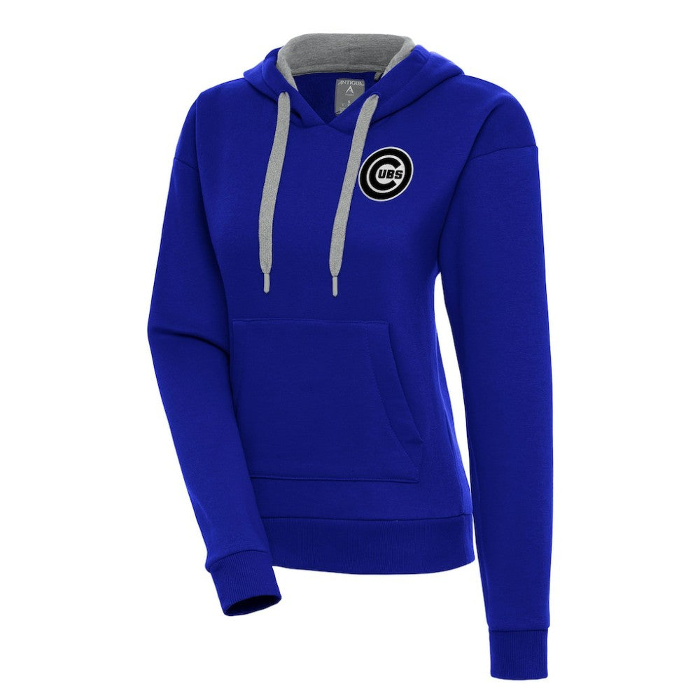 Chicago Cubs Antigua Women's Brushed Metallic Victory Pullover Hoodie Royal