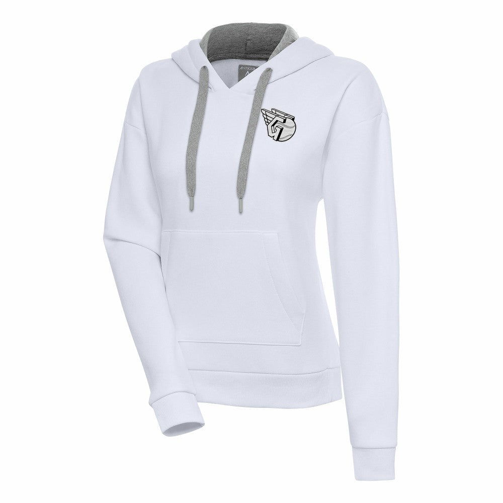 Cleveland Guardians Antigua Women's Brushed Metallic Victory Pullover Hoodie White