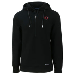 Cincinnati Reds Cutter & Buck Roam Eco Half-Zip Recycled Pullover Hoodie Black