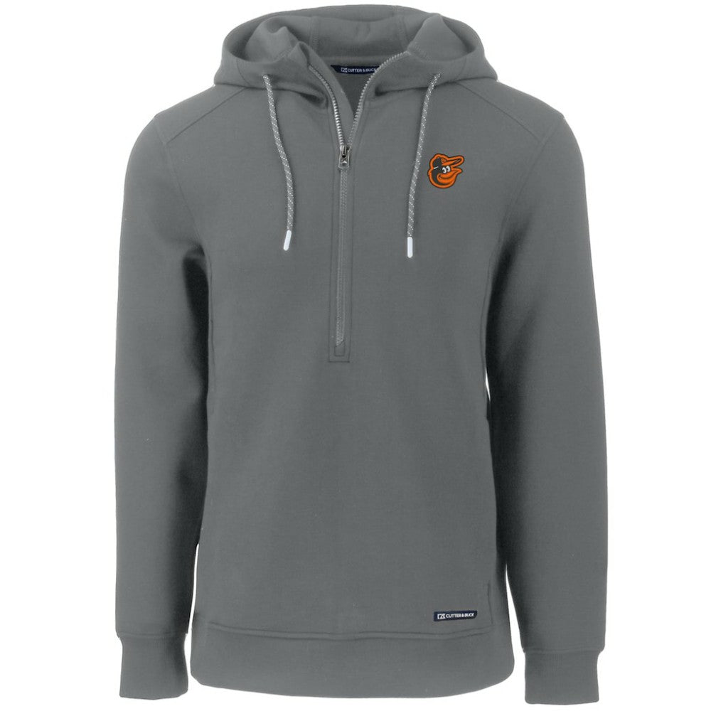 Baltimore Orioles Cutter & Buck Roam Eco Half-Zip Recycled Pullover Hoodie Gray