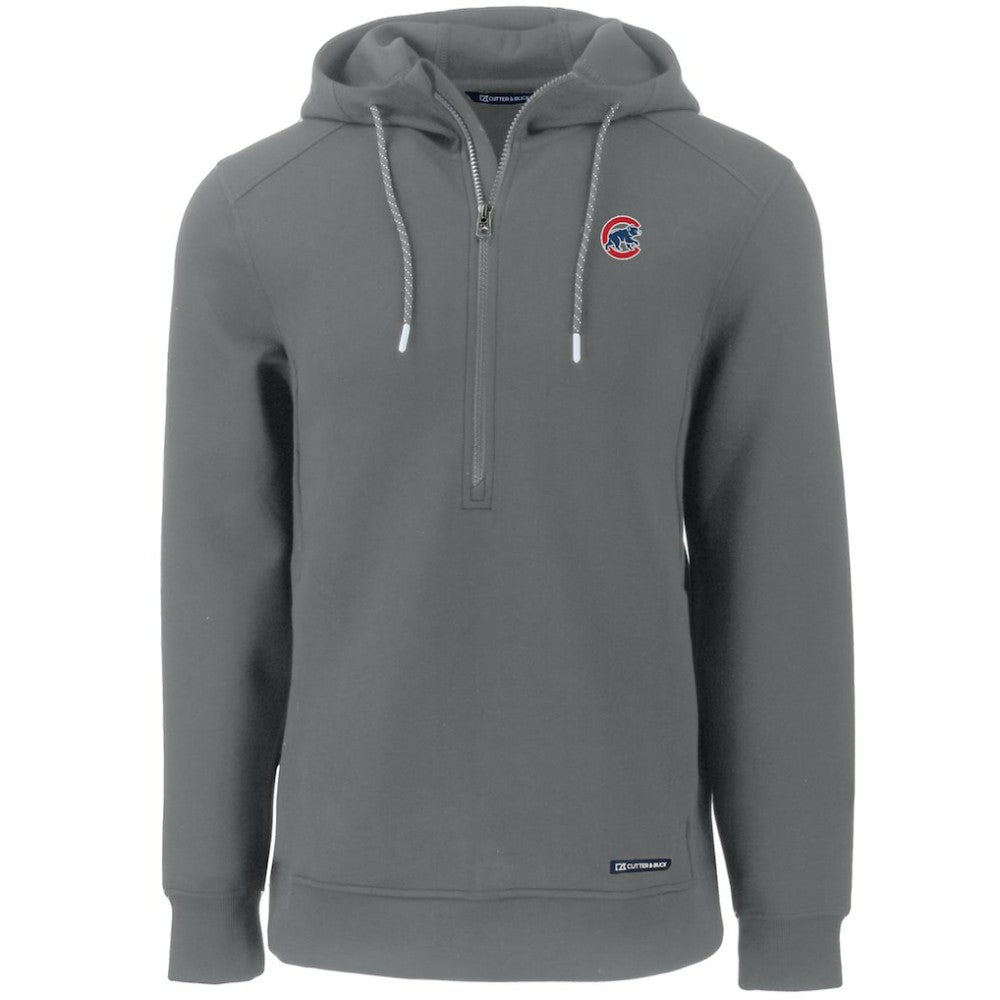 Chicago Cubs Cutter & Buck Roam Eco Half-Zip Recycled Pullover Hoodie Gray