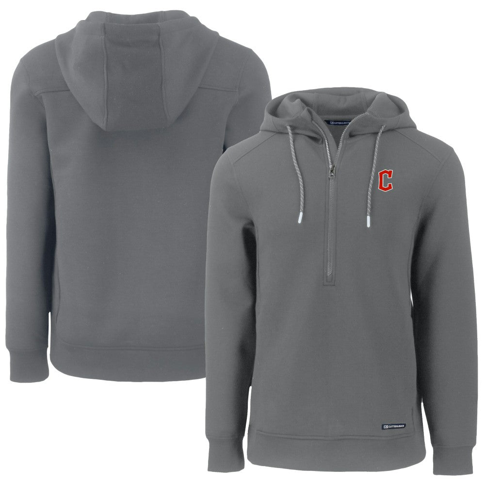 Cleveland Guardians Cutter & Buck Roam Eco Half-Zip Recycled Pullover Hoodie Gray