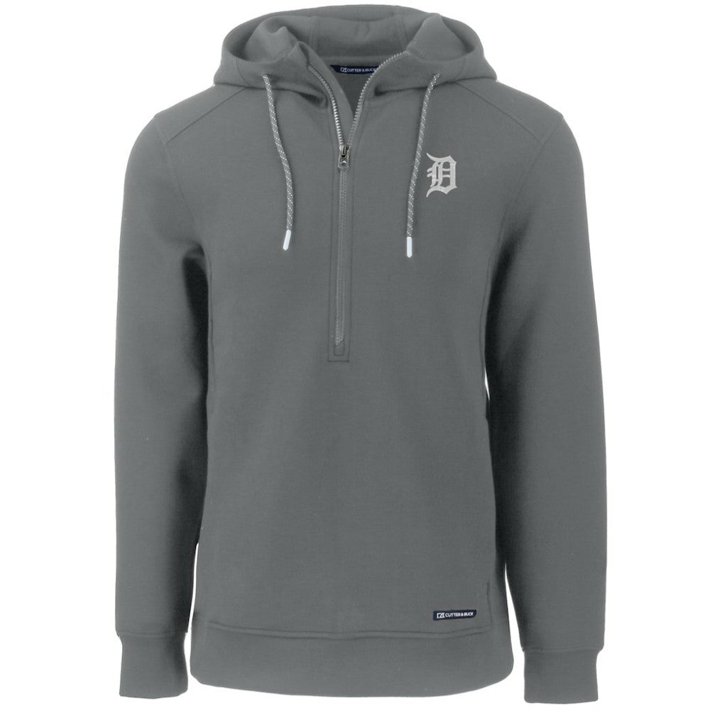 Detroit Tigers Cutter & Buck Roam Eco Half-Zip Recycled Pullover Hoodie Gray