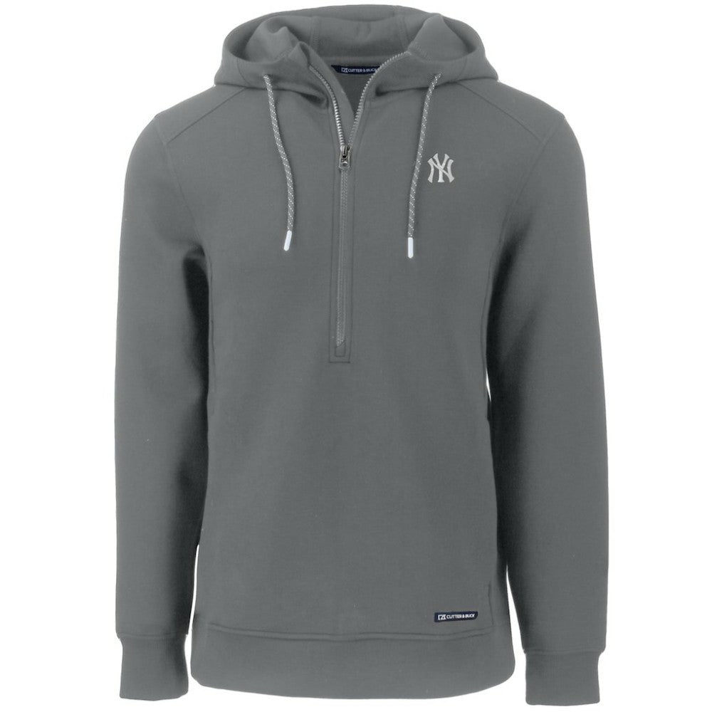 New York Yankees Cutter & Buck Roam Eco Half-Zip Recycled Pullover Hoodie Gray