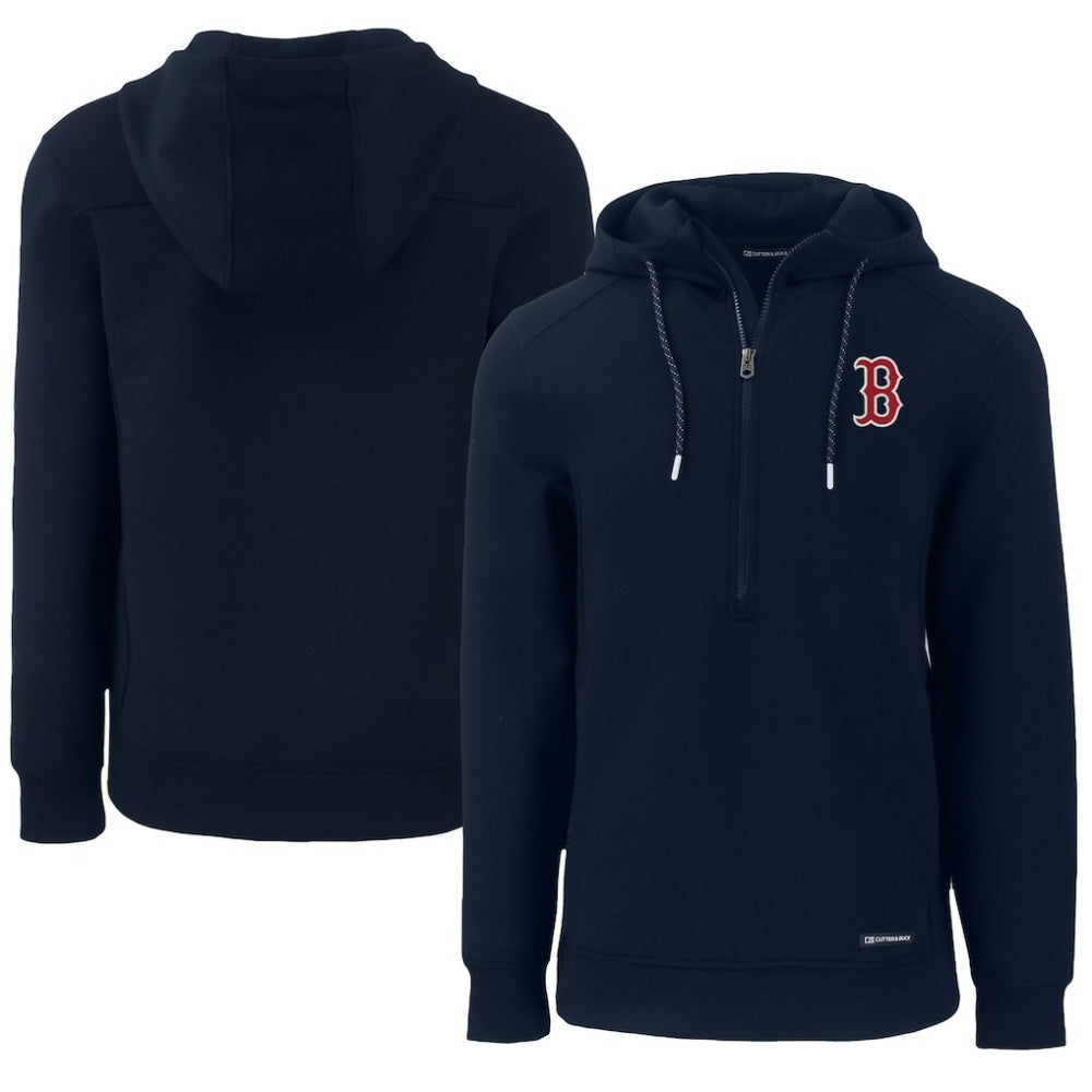 Boston Red Sox Cutter & Buck Roam Eco Half-Zip Recycled Pullover Hoodie Navy