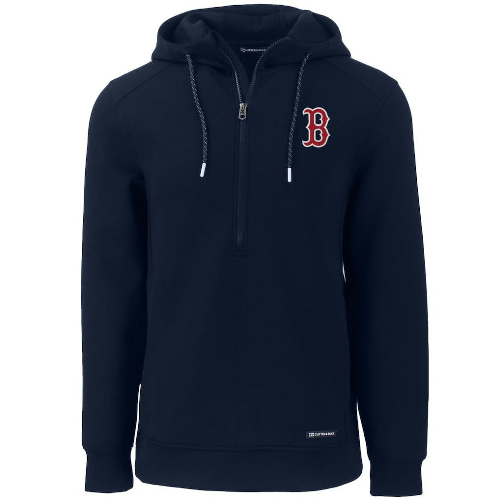 Boston Red Sox Cutter & Buck Roam Eco Half-Zip Recycled Pullover Hoodie Navy