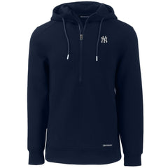New York Yankees Cutter & Buck Roam Eco Half-Zip Recycled Pullover Hoodie Navy